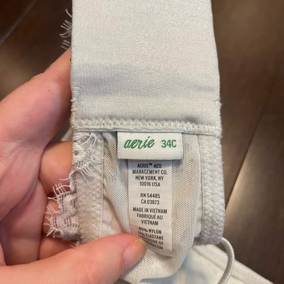 3/$15 Aerie real power plunge push-up eyelash white bra size 34c - Picture 6 of 8